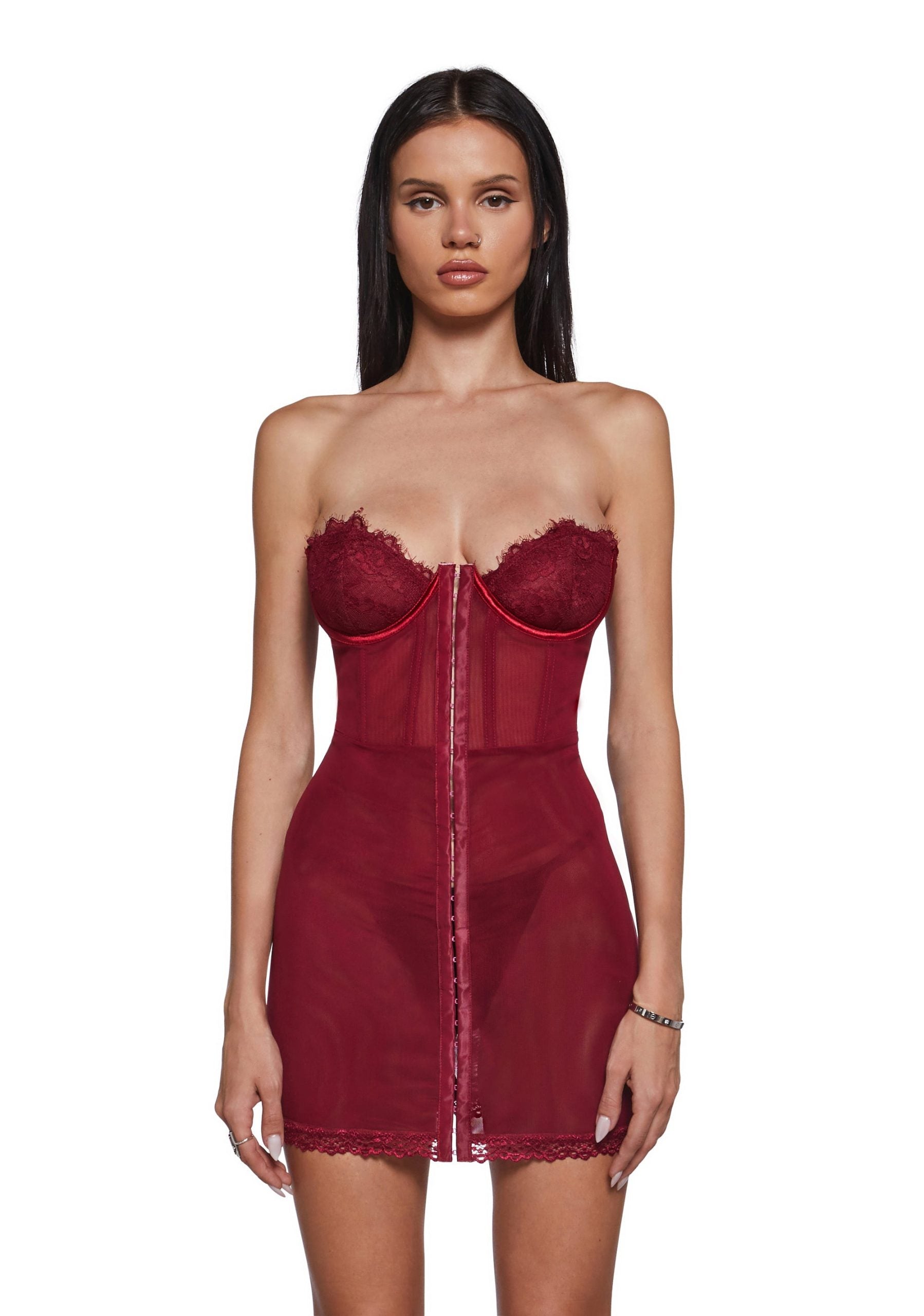 Captivating Gazes Slip Dress – Red