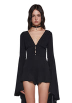 Soulful Bliss Long Sleeve Romper – Black