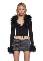 Covet Cable Knit Cardigan – Black