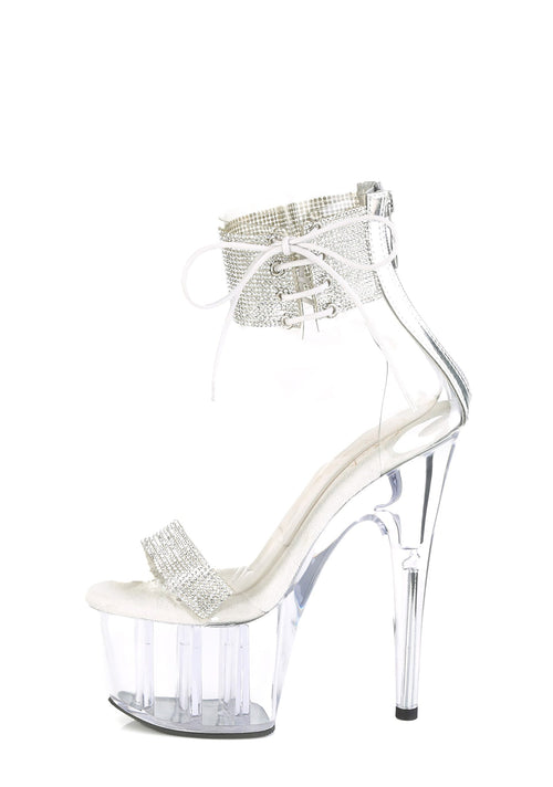 Adore-727RS Platform Ankle Cuff Sandals-Clear