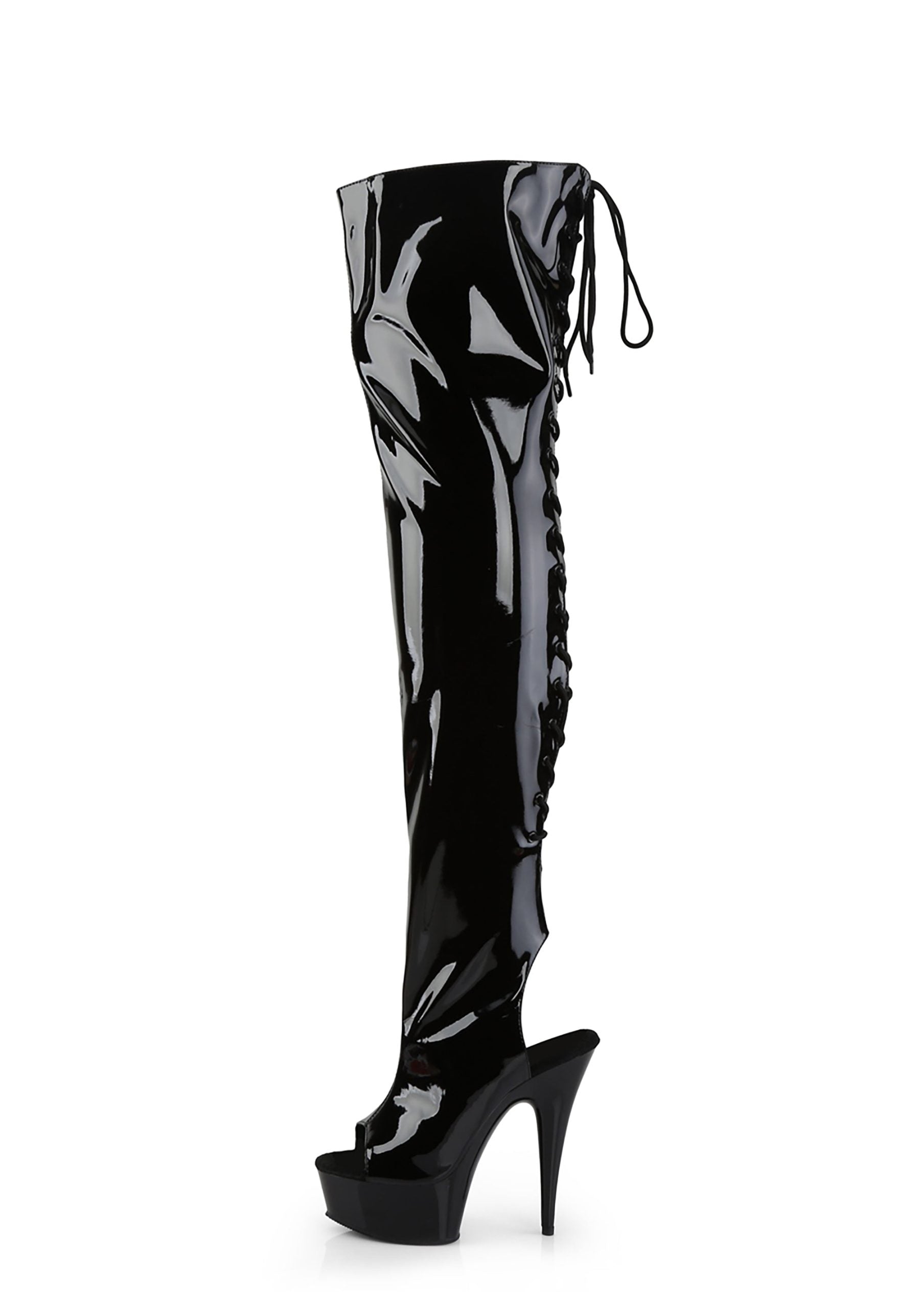 Delight-3017 Platform Thigh High Boots-Black