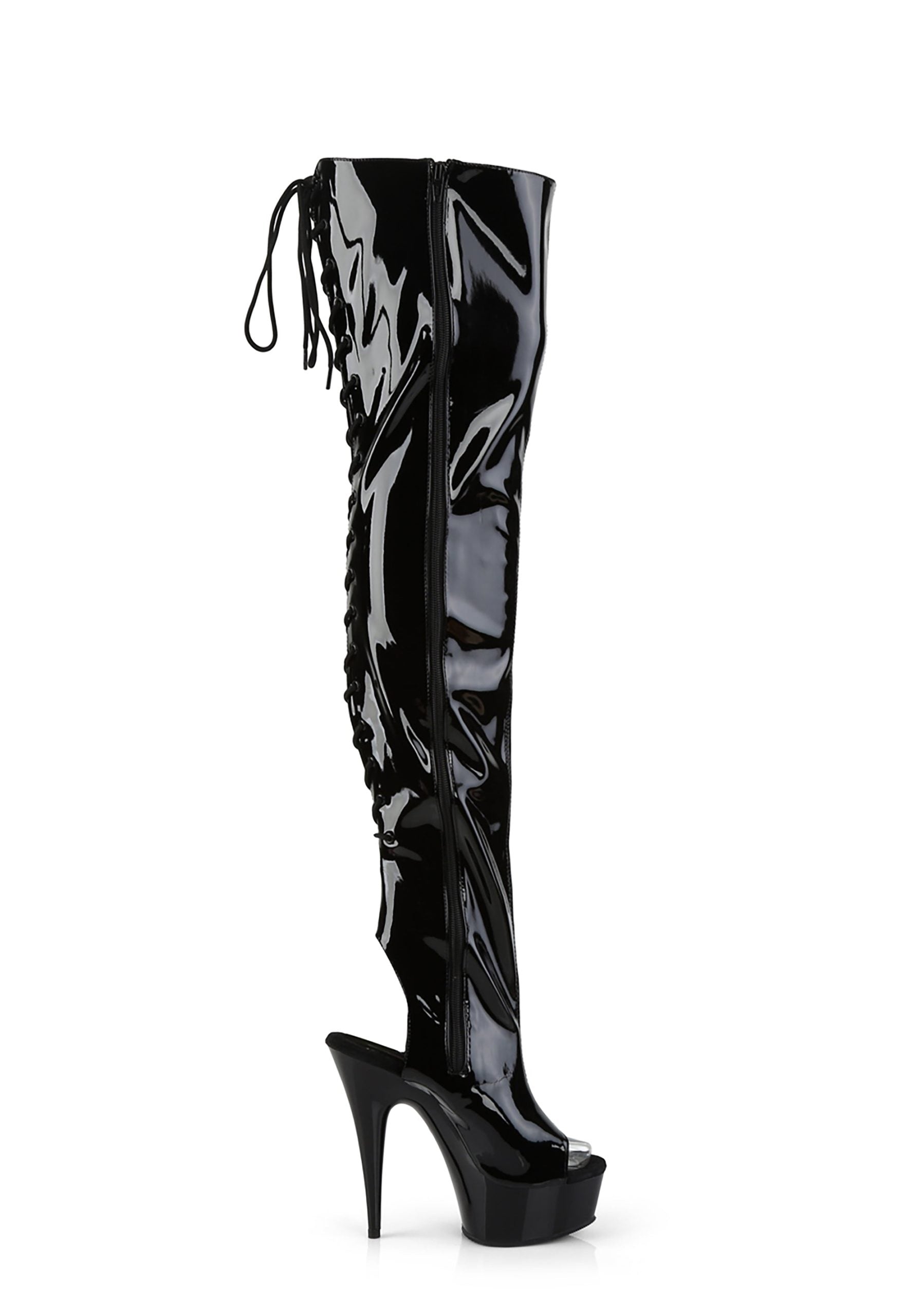 Delight-3017 Platform Thigh High Boots-Black