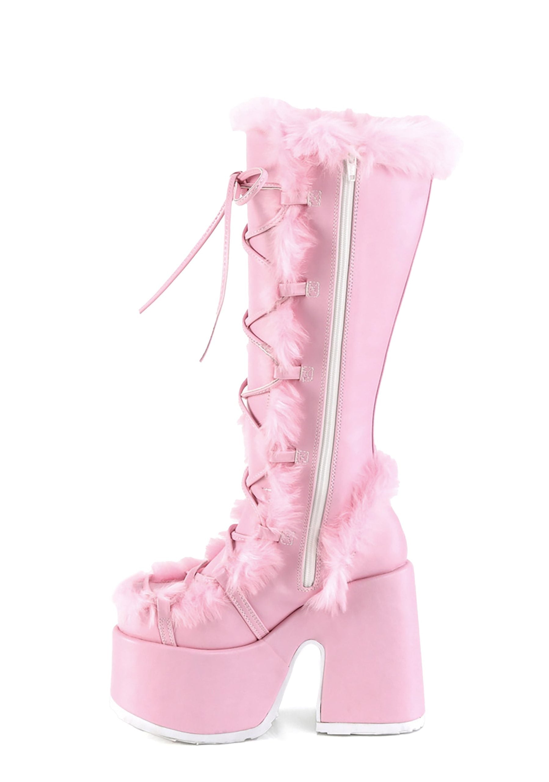 Camel-311 Platform Knee High Boots