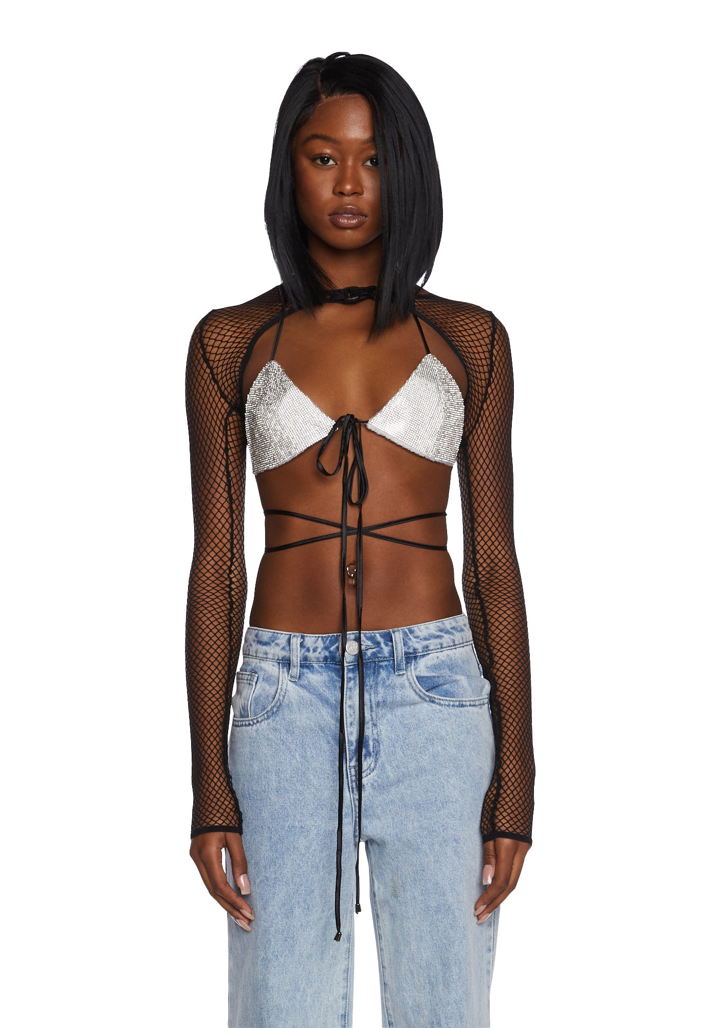 Press Charges Fishnet Shrug
