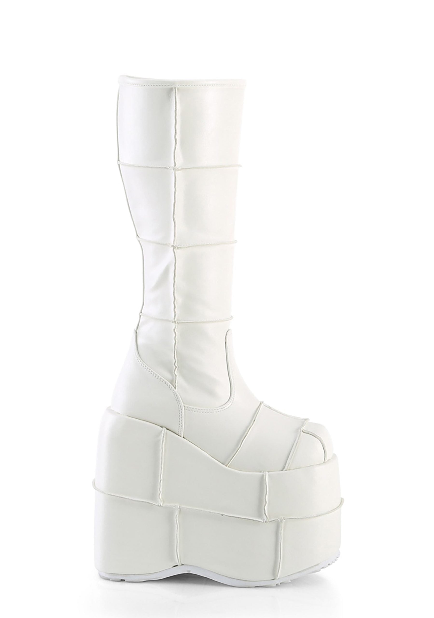White Stack Platform Boots