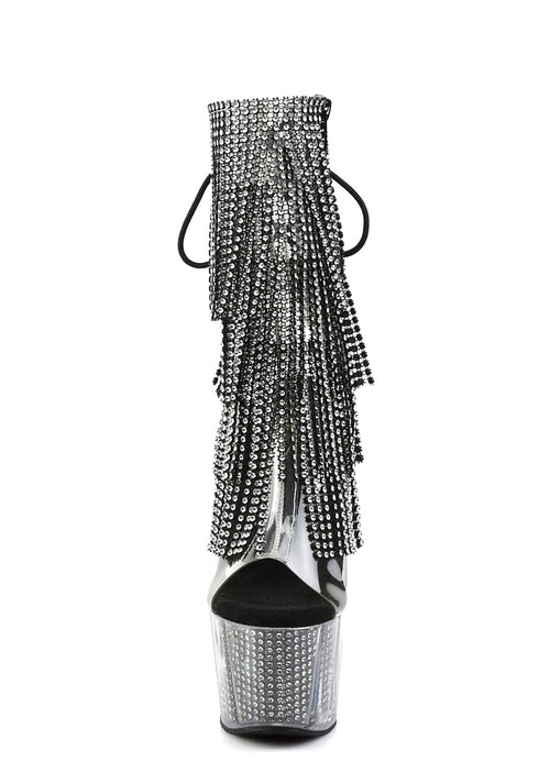 Adore-1017SRS Platform Ankle Boots-Clear