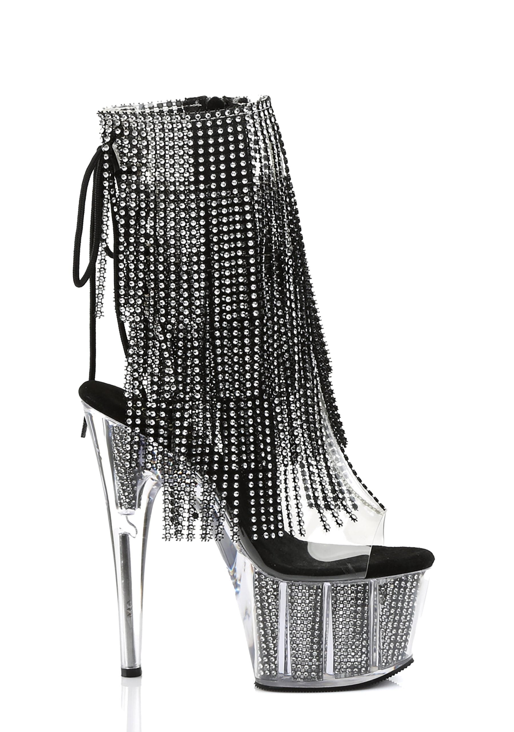 Adore-1017SRS Platform Ankle Boots-Clear