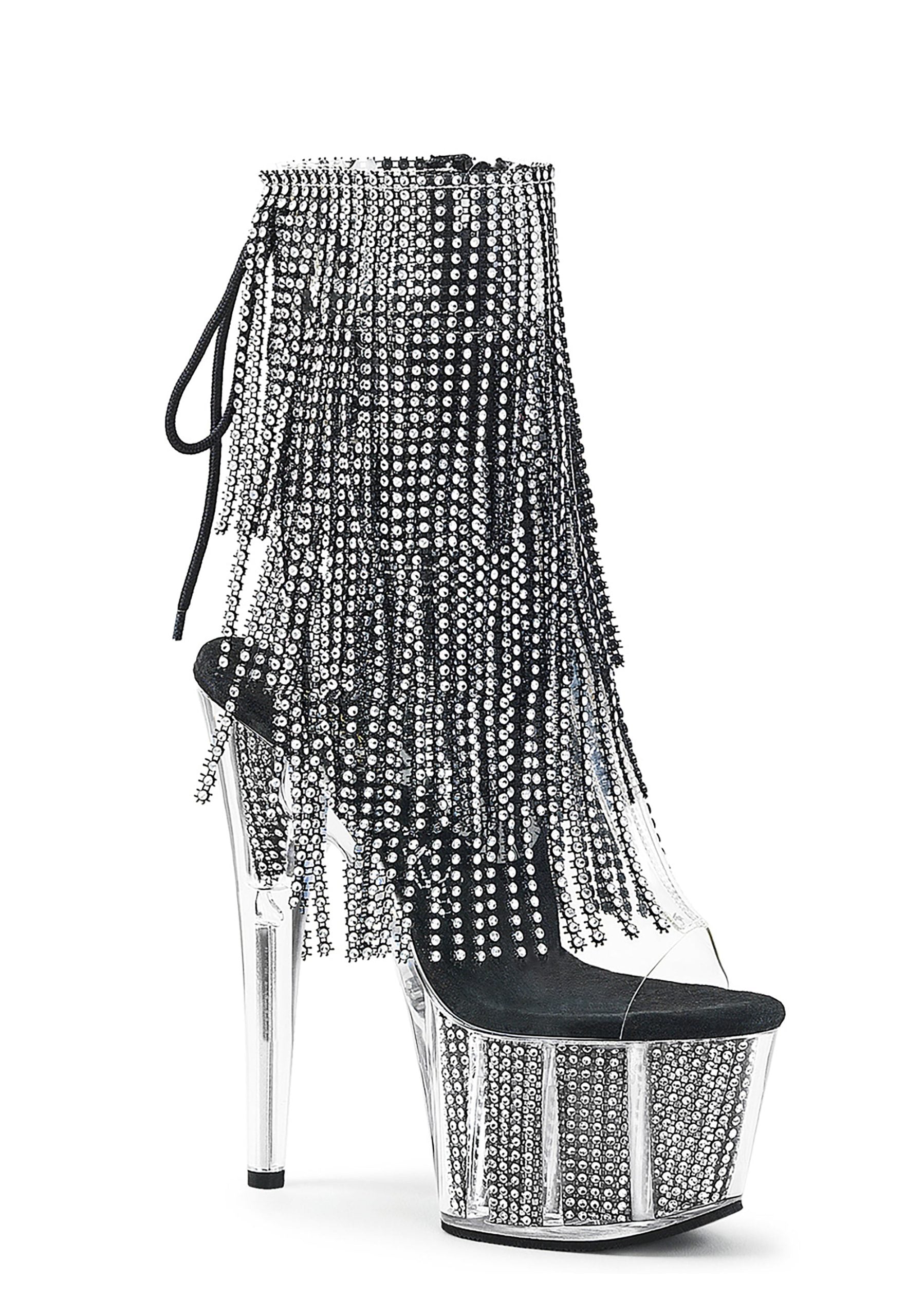 Adore-1017SRS Platform Ankle Boots-Clear